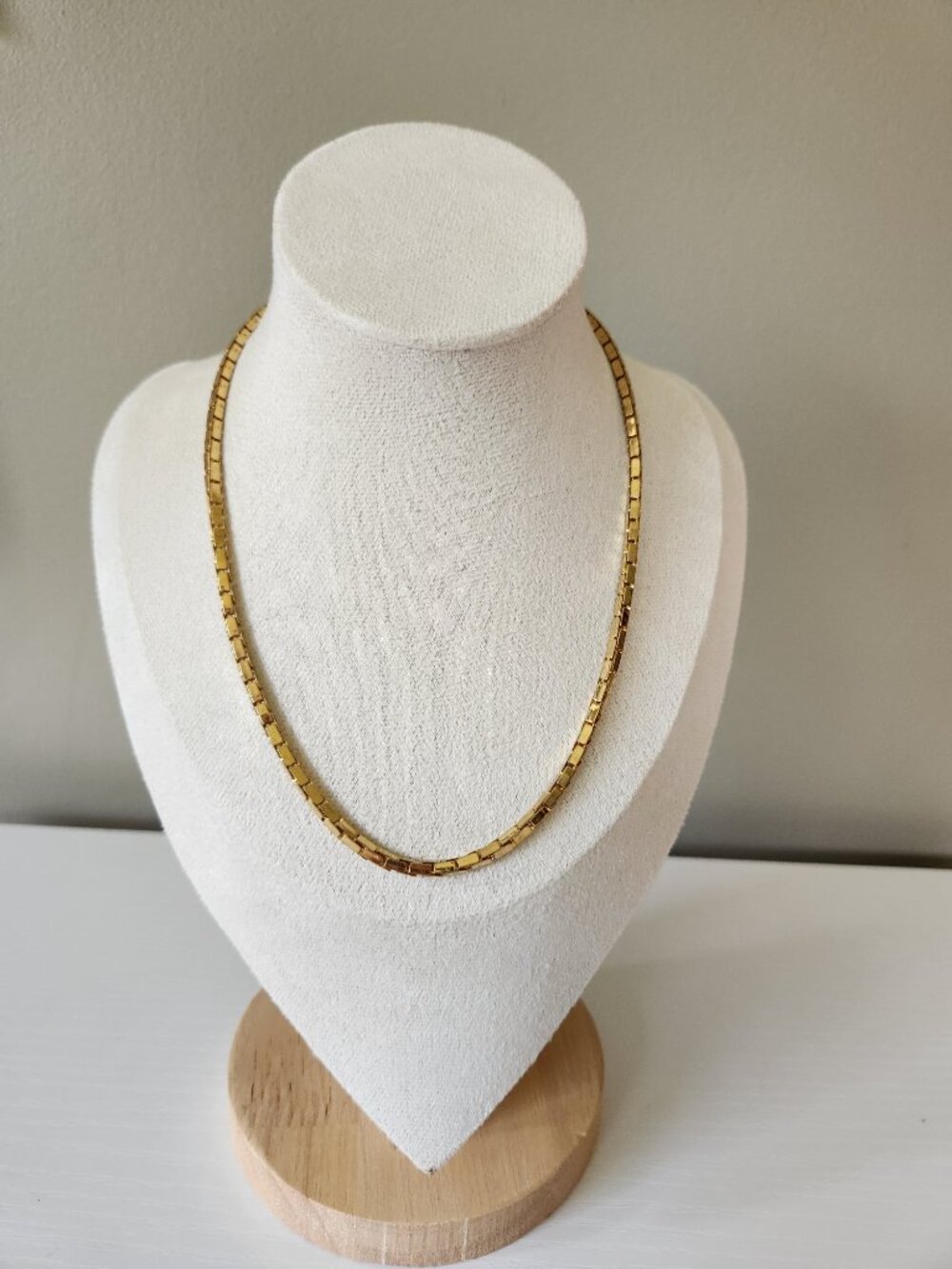 Vintage Monet Gold Tone Box Link Chain Necklace Signed 15”
